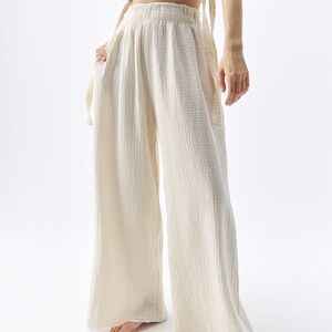 Simpuna Crinkle Palazzo Pants in Cream